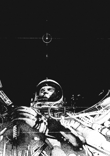 tumblr_m2c5h2TMPF1r4w8k5o1_1280.jpg 1280×1813 pixels #blackwhite #astronaut #mobius #space #glenn #illustration #john