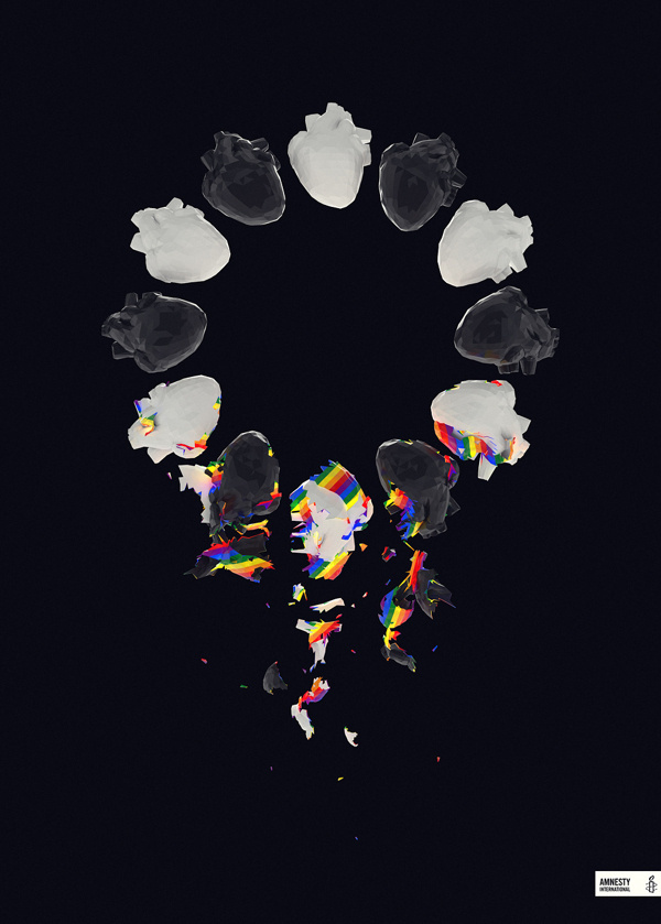 Amnesty International — Hearts on Behance #color #3d #hearts