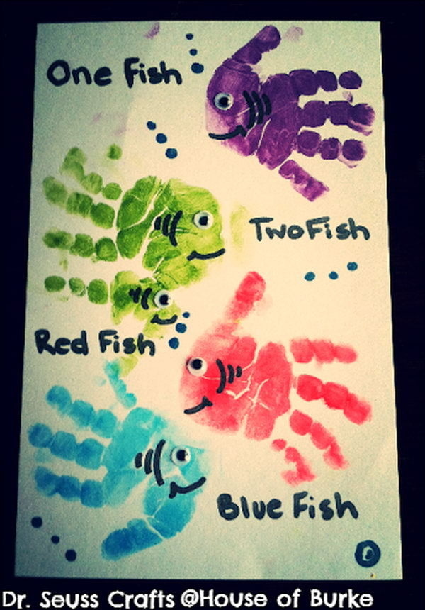 What better way to memorialize your child's growth than by making this fish craft with your kid's hand print. #diy #fish #sea