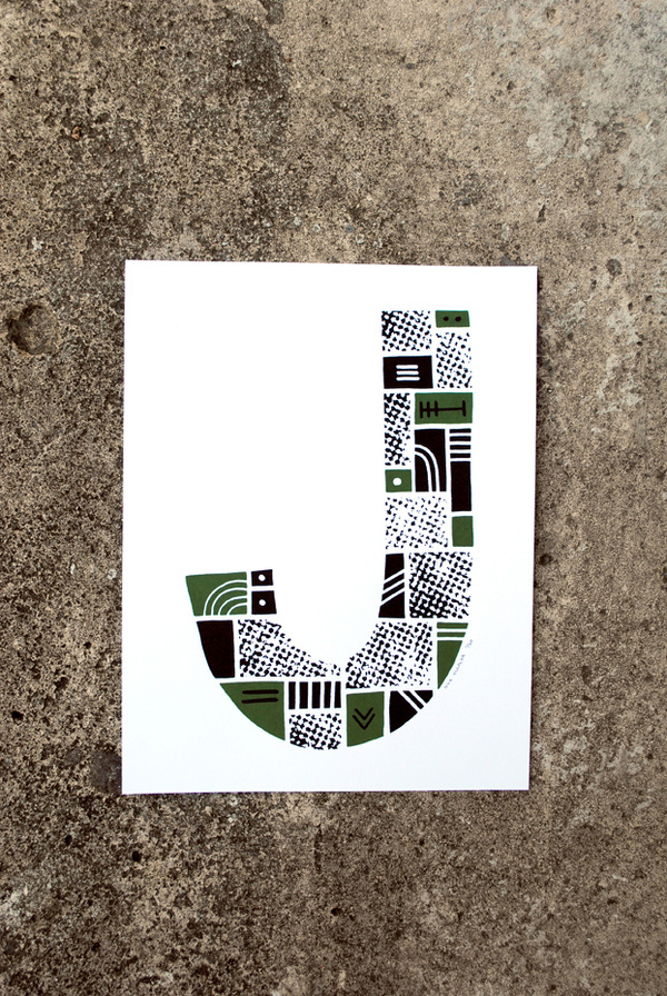 The Letter J #green #print #screenprint #screen #letter #alphabet #jay #type #typography