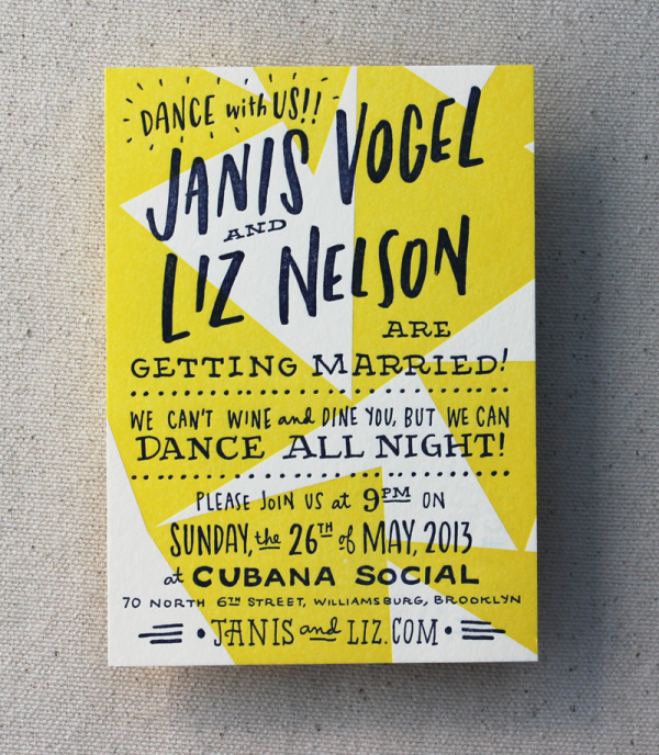 Happy and Gay Letterpress Wedding Invitations