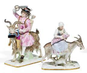 Cutter and tailor on the goat. Meissen #Sets #Teasets #Porcelainsets #Antiqueplates #Plates #Wallplates #Figures #Porcelainfigurines #porcelain