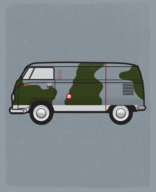 personal, illustration, vw, van fighter, camouflage