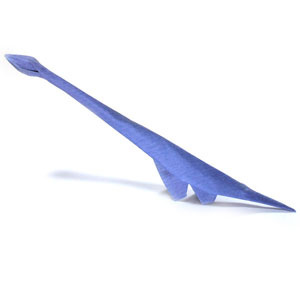 How to make an origami elasmosaurus (http://www.origami-make.org/howto-origami-dinosaur.php)