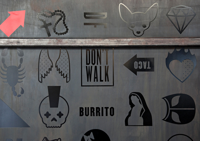 DF Mexico | BuroCreative #signage #mexico #mexican #restaurant #branding #identity #food #black on black #icons #iconography