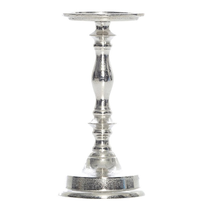 Flannigan Silver Matt Pillar Candle Stick, 27 cm