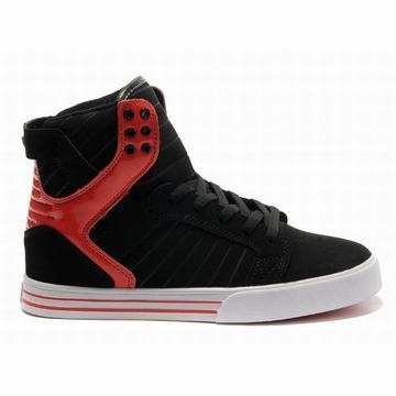 Supra Skate Shoes-Skytop High Tops Black Red White Leather #fashion