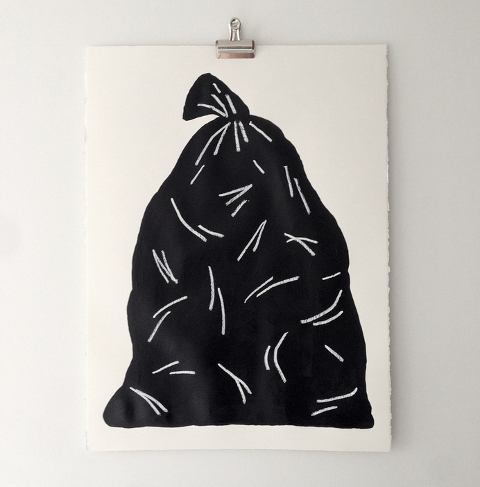 Black Magic, acrylic and oil stick on paper, 22 x 30 inches, 2014 #illustration