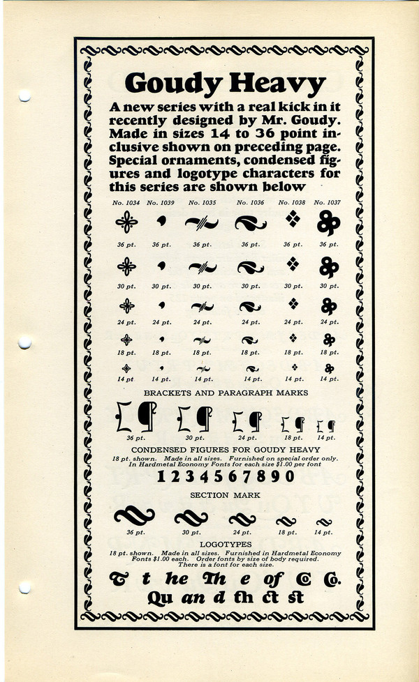Goudy Heavyface was Monotype's ripoff of Cooper Black. It's not hard to see why Cooper Black was more popular. #type #specimen #typography