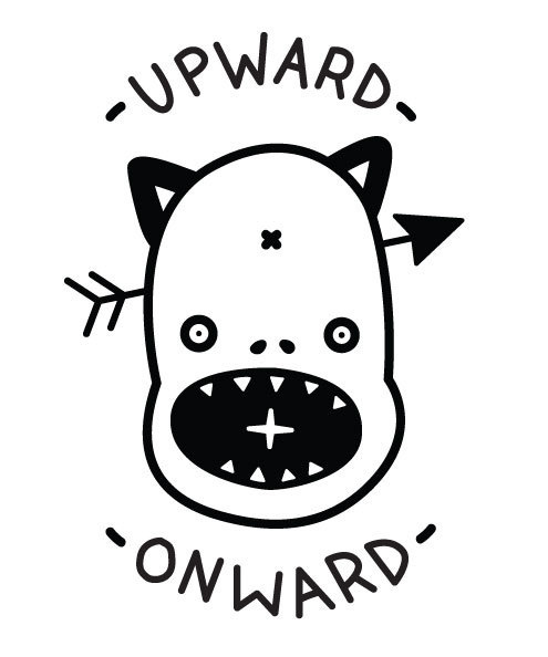 Upward + Onward #line #white #ink #black #simple #illustration #pen #and #type #bw #typography