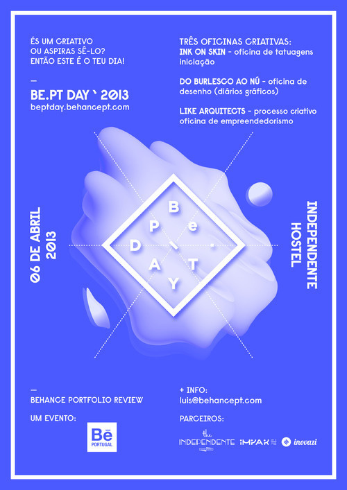 Be.PT DAY Poster by i M P A R — DESIGNBUREAUhttp://beptday.behancept.com/ — http://behancept.com/blog/2431/be pt day/ #center #bept #behance #moldure #day #blue