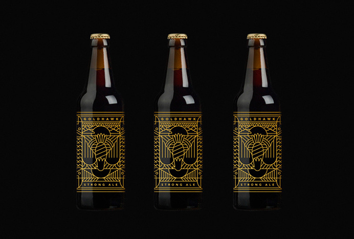 Goldhawk Ale by Don't Try Studio #graphic design #vector #print #bottle #caps