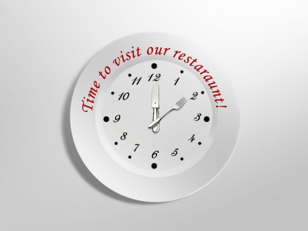 Metallic clock perfect for restaurants. Free Psd. See more inspiration related to Clock, Psd, Material, Dishes, Metallic, Horizontal, Tray, Restaurants, Perfect and Psd material on Freepik.