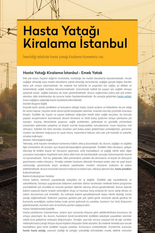 Hasta Yatağı Kiralama İstanbul