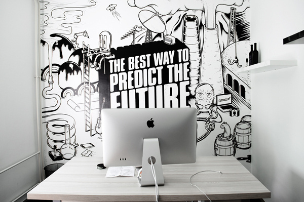Appricot Office Walls #workspace #white #office #black #wall #and