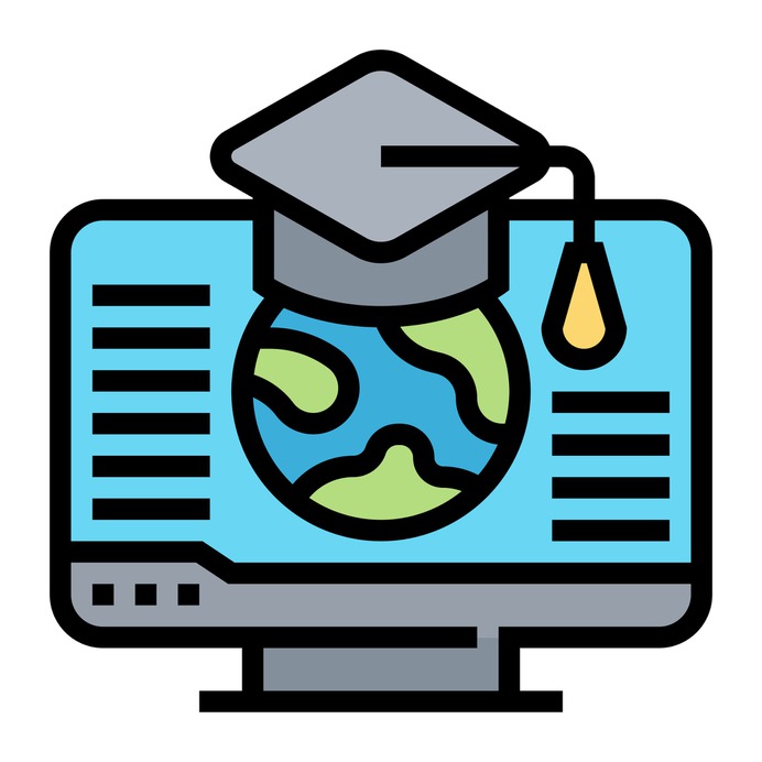 See more icon inspiration related to school, elearning, training, learning, knowledge, mortarboard, graduate, presentation, education, analysis, online, world, earth, globe and computer on Flaticon.
