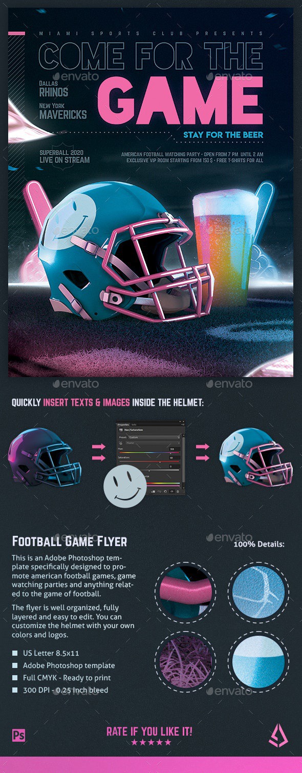 Football Game Flyer v9 American Football Party Template - Sports Events