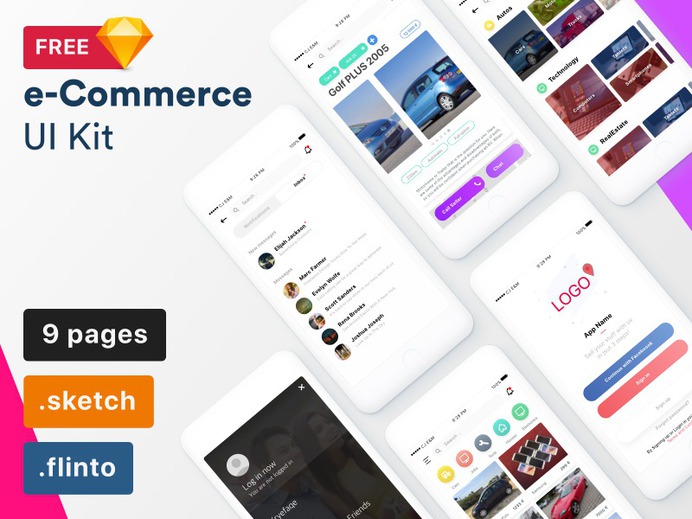 e-Commerce Sketch UI Kit. Download it for free https://www.thehotskills.com/sketch-app-ui-kits-free