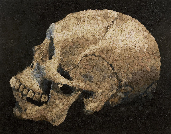 Mosaics Created from Thousands of Hand Cast Resin Flowers and Candy #skull #flowers