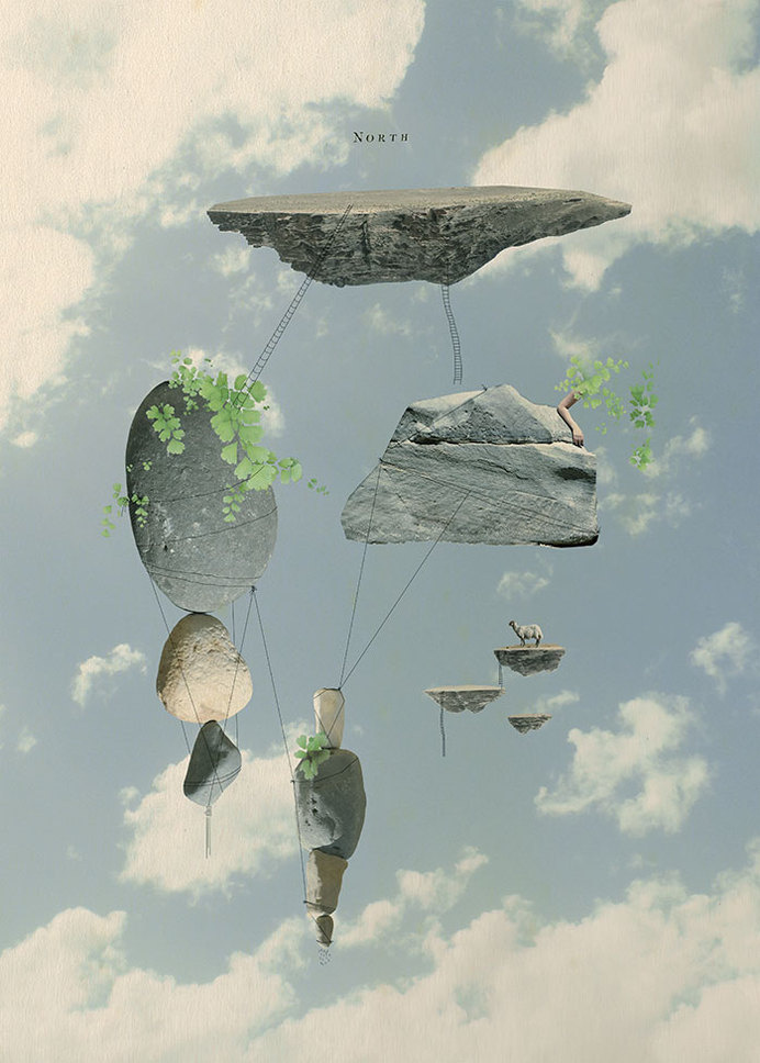 Islands by Tom Reznikov #islands #print #floating #nature #poster #art #collage #mountains