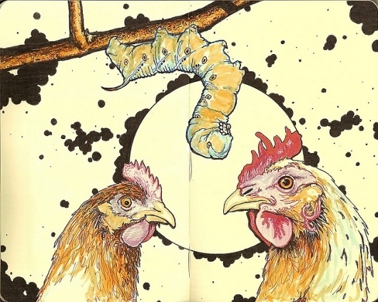 All sizes | green horn | Flickr - Photo Sharing! #ink #and #hens #moleskine #pen #inkandclay #chickens #drawing #sketch