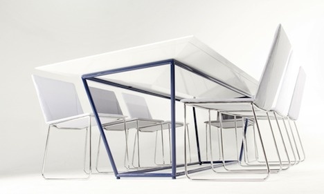 Core77 / industrial design magazine + resource / home #dining #chairs #assymetry #design #industrial #diamante #poli #table