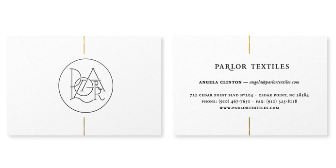 Logo and business card design with gold foil detail created by Face for Parlor Textiles #branding