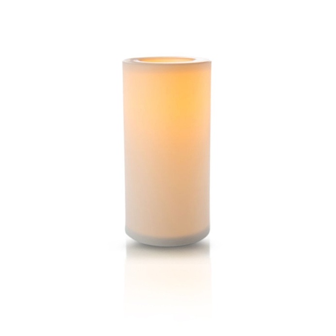 White Round Resin LED Flameless All Weather Outdoor Pillar Candle 30cm x 15cm
