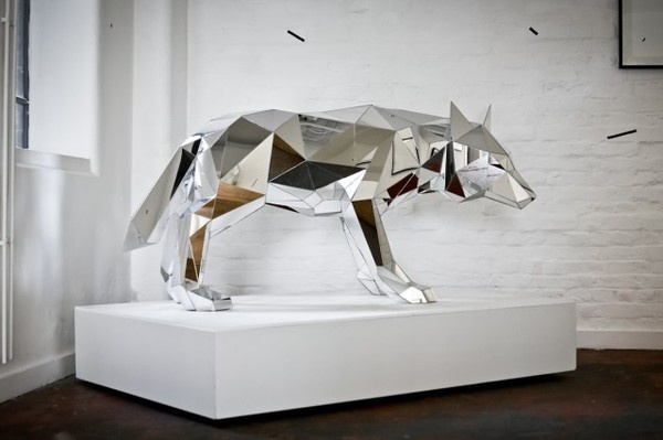 Mirrored Geometric Animals by Arran Gregory #taxidermy #sculpture #mirror #fox