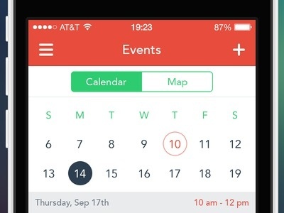 Events screen #apple #events #calendar #design #interface #iphone #app #concept #schedule #selection