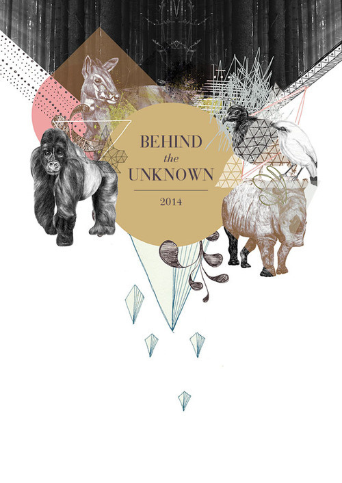 http://www.behance.net/gallery/BEHIND THE UNKNOWN/3522439 #cryptozoology #rhinoceros #calendar #illustration #gorilla #animals