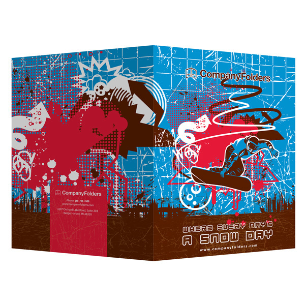 Snowboard Graphic Design Presentation Folder Template (Front and Back View) #snowboarding #illustrator #folders #presentation #sports #snowboard #ai #folder