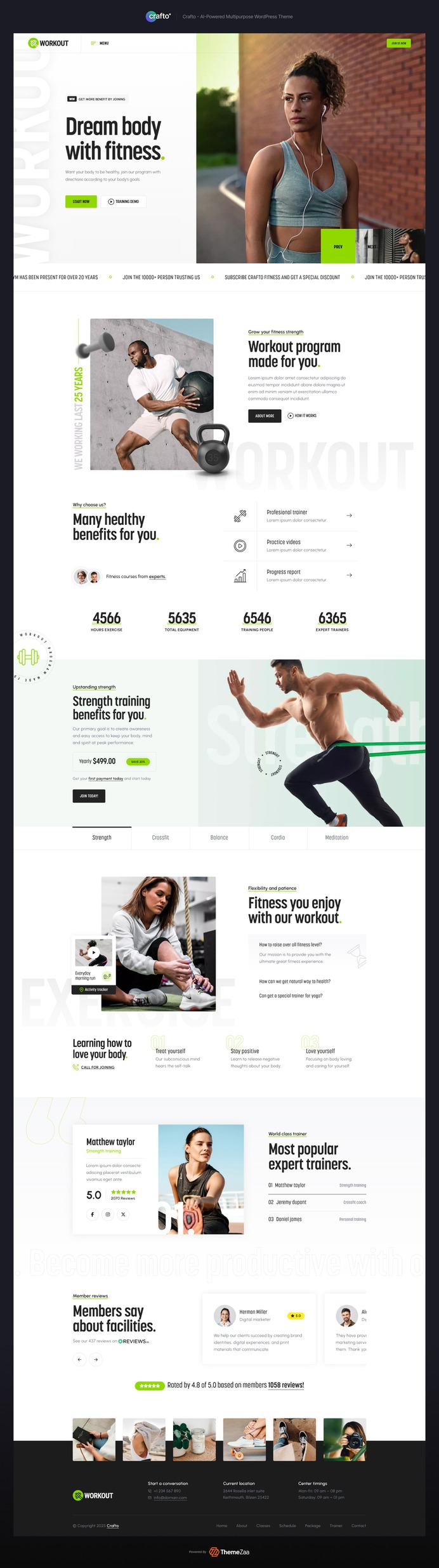 Built for energy and action, the #Gym & #Fitness demo of the #Crafto #WordPress #theme is a high-impact, visually powerful layout tailored for gyms, personal trainers, and fitness studios. With bold typography, dynamic sections, and motivating visuals, it's perfect for showcasing workout programs, class schedules, and memberships. Fully #responsive and crafted with #Elementor, this demo strikes a balance between style and #performance.