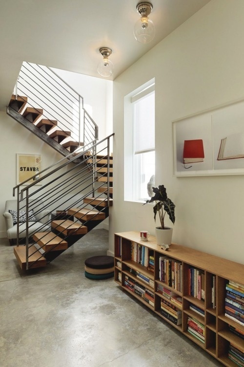 25th St Residence | Source | MVMT | Facebook #interior #concrete #minimal #stairs #media