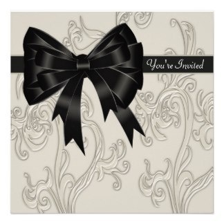 Black White Cream Swirl Party Invitation Template #invitation #party