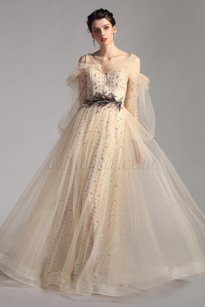 eDressit Unique Design Straps &Sleeves Long Tulle Party Dress (02205514)