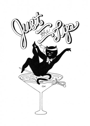 JesseHectic's Spaceship: RAMBO TAMBO #ink #white #just #cat #black #the #type #tip #drawing #martini