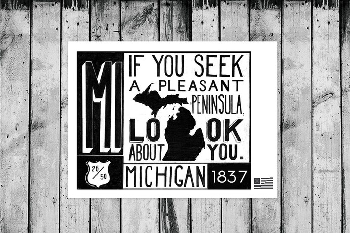Claim Your State is a hand-drawn, typography experiment that features all 50 states. #mi #lettering #michigan #claim #screen #state #art #silk #your #hand #typography