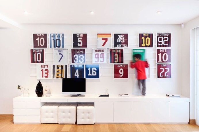 Mauro Soddu designed this bright living room for a soccer player