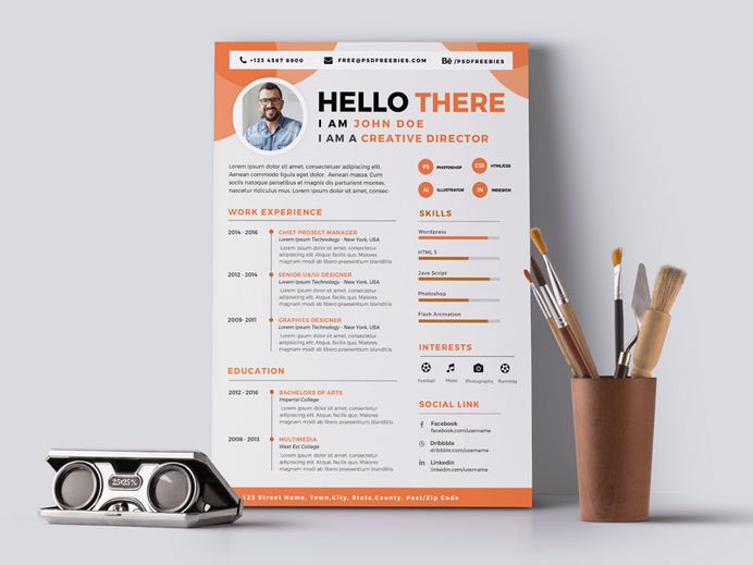 Free Designer Resume Template with Attractive Design