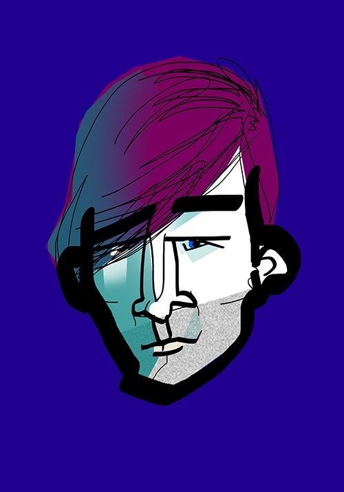 Carl from blue #portrait #drawing #blue #man #face #blue eyes #light #purple #character