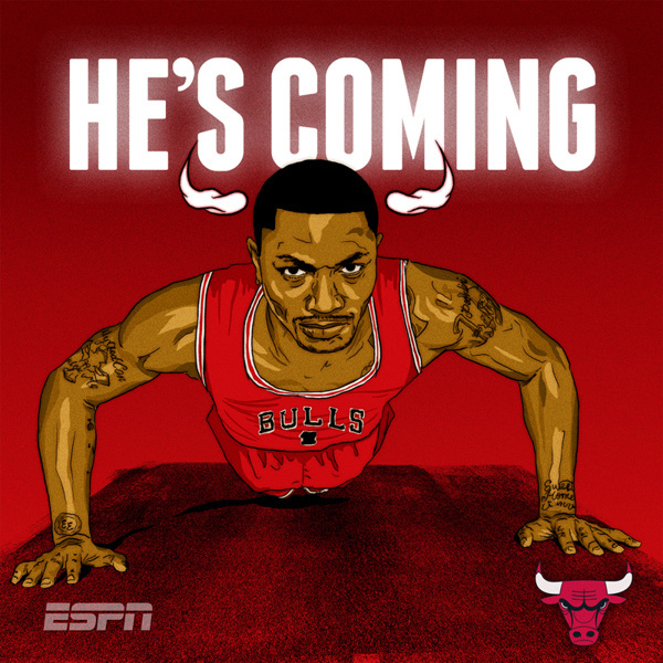 ESPN NBA Illustrations on Behance #chicago #rose #derrick #illustration #bulls #nba #basketball