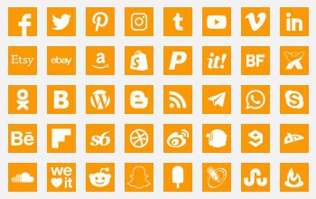 Square transparent background basic social icons orange colour preview