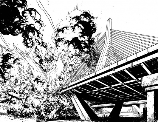 The Cape Issue 3 pages 10 and 11 spread by *Spacefriend-KRUNK on deviantART #white #crash #airplane #black #illustration