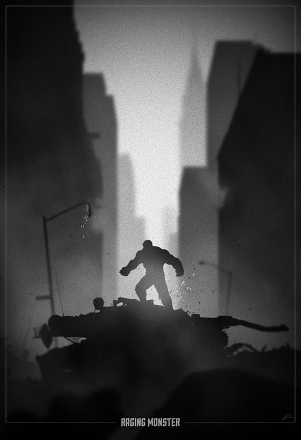 Hulk Noir poster by Marko Manev #movie #hulk #white #noir #black #poster #and