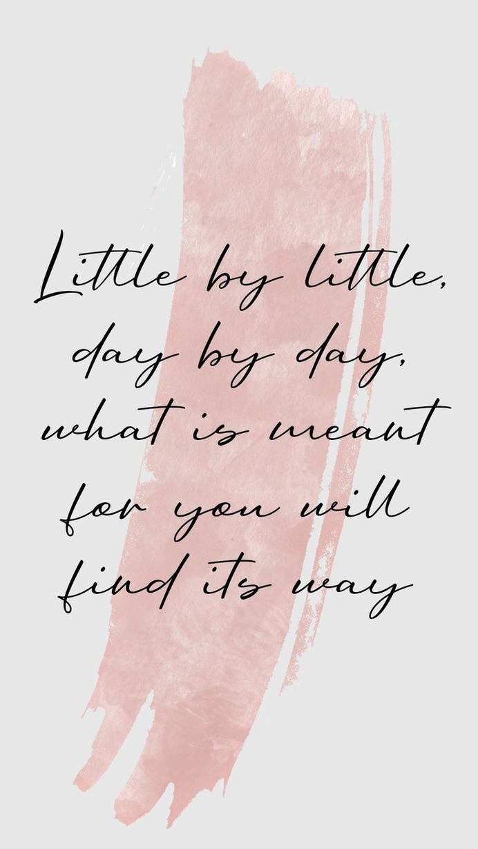 Little by little, day by day, what is meant for you will find its way