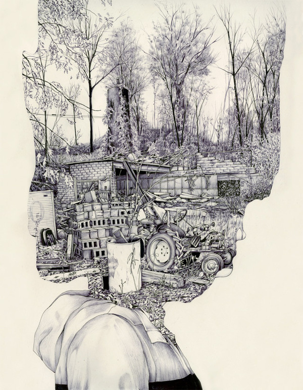 The Natural and Urban Collide in the Drawings of Pat Perry #drawing