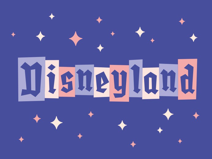 Disneyland blackletter type sign midcentury lettering disneyland disney