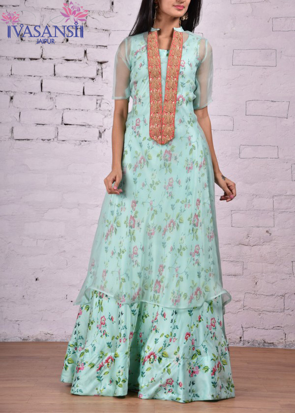 Vasansi Green Silk Indo Western