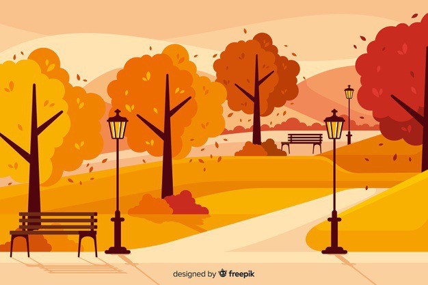 Background of flat autumn landscape Free Vector